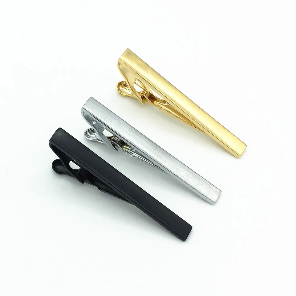 3 PCS Classic Men Tie Pin Clips of Casual Style Black & Silver & Gold