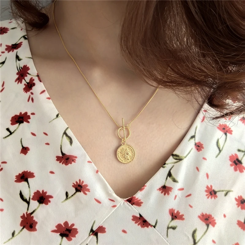 925 пробы Серебряное Оригинальное женское ожерелье с кулоном в виде королевы монет, золотые модные ожерелья-чокеры, ожерелье для женщин, хорошее ювелирное изделие