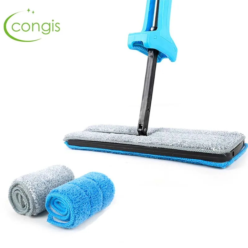 

Congis Double-sided Flat Mop with Replacement Cloth Avoid Hand-Washing Mop Superfine Fiber Cloth Wood Floor Clean Tools