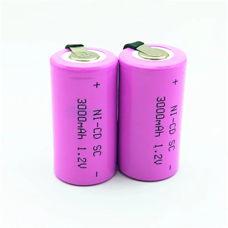 10 шт OOLAPR SC NI-CD аккумулятор розовый 3000mAh перезаряжаемый subc аккумулятор 1,2 v с вкладкой для makita dewalt для bosch