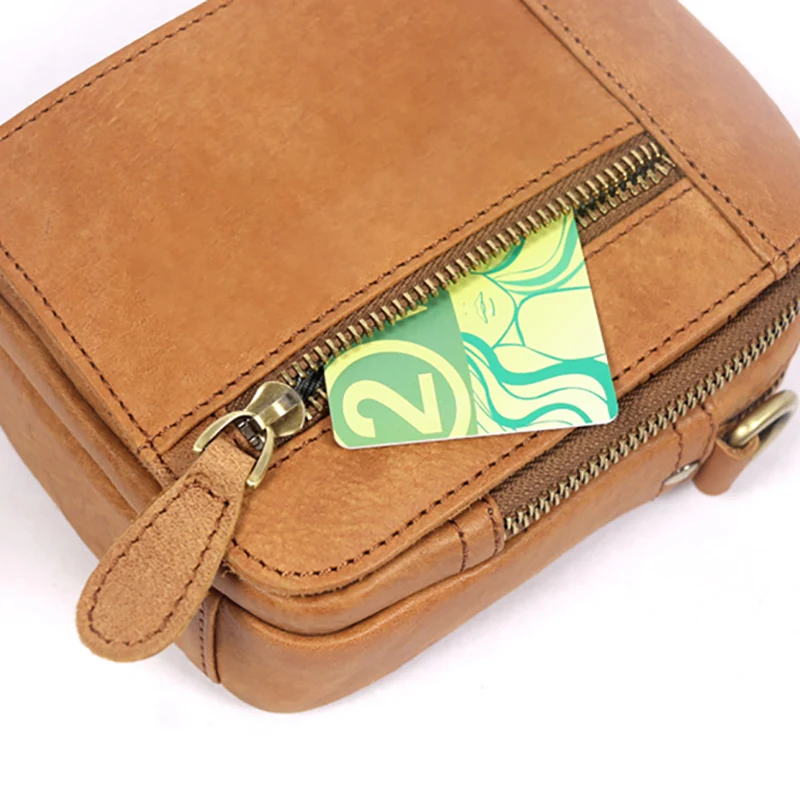 AETOO Leather retro pockets sports shoulder bag casual messenger bag mini men's leather small bag