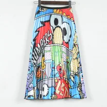 Harajuku Летние Плиссированные женские юбки с модным принтом богемные пляжные миди юбки Boho повседневные юбки с эластичной талией 3142LY
