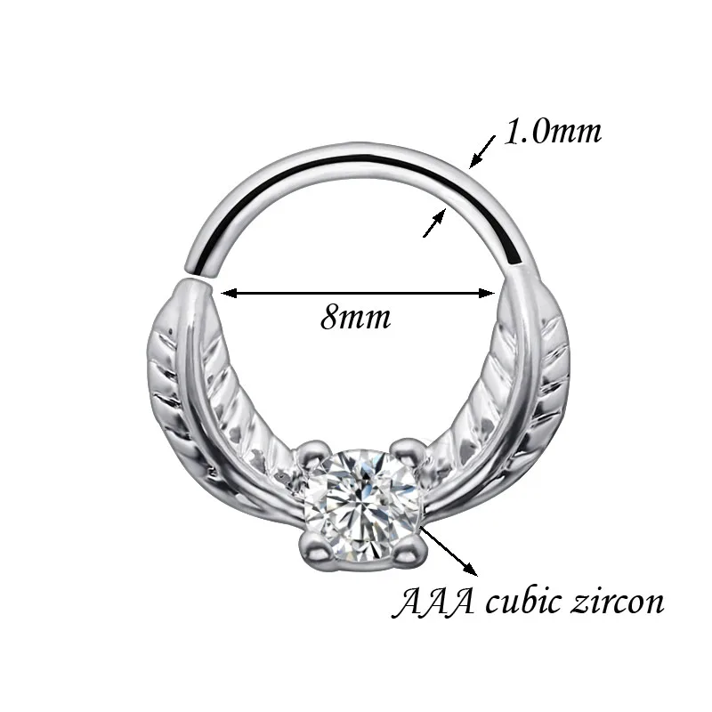 Fashion Sexy Nose Rings Septum Jewelry Cartilage Earrings Cubic Zircon Silver Rose Gold 8mm Body Piercing Multi-use Rings Women2