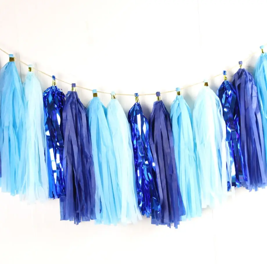 16pcs Blue Tassel Garland blue / sky blue / midnight blue // event decor // wedding // partyin