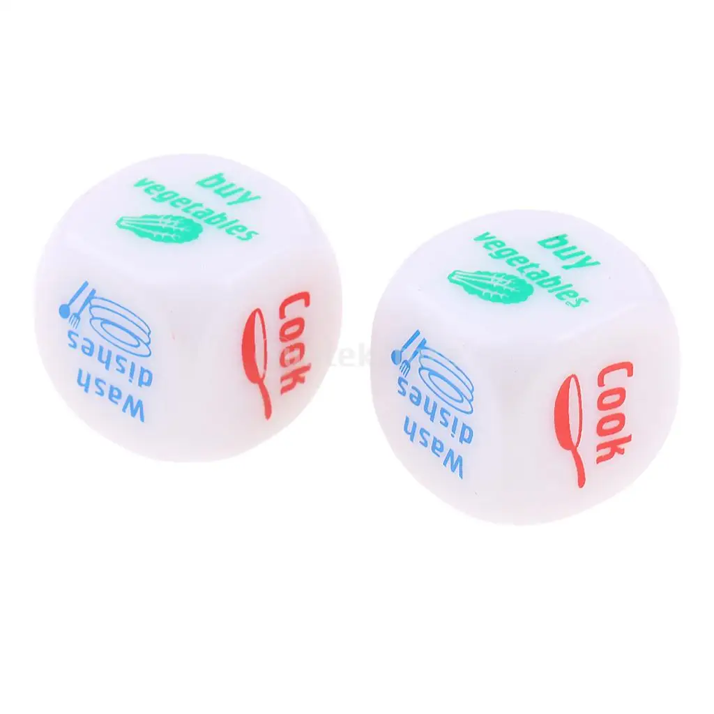2x Acrylic Household Decider Dice D6 for Family Couples Chores Deciding Toys