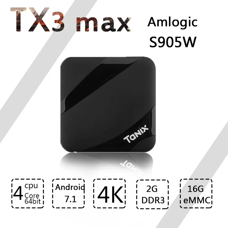 

Tanix TX3 Max Smart TV Box Android 7.1 Set-top Box HDMI 2.0 H.265 4K Media Player Amlogic S905W 2GB 16GB Bluetooth PK x96 mini