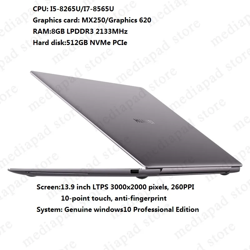 13 9 дюймовый ноутбук HUAWEI MateBook X Pro 2019 Intel Core i5 8265U UHD Graphics 620 мультисенсорный экран