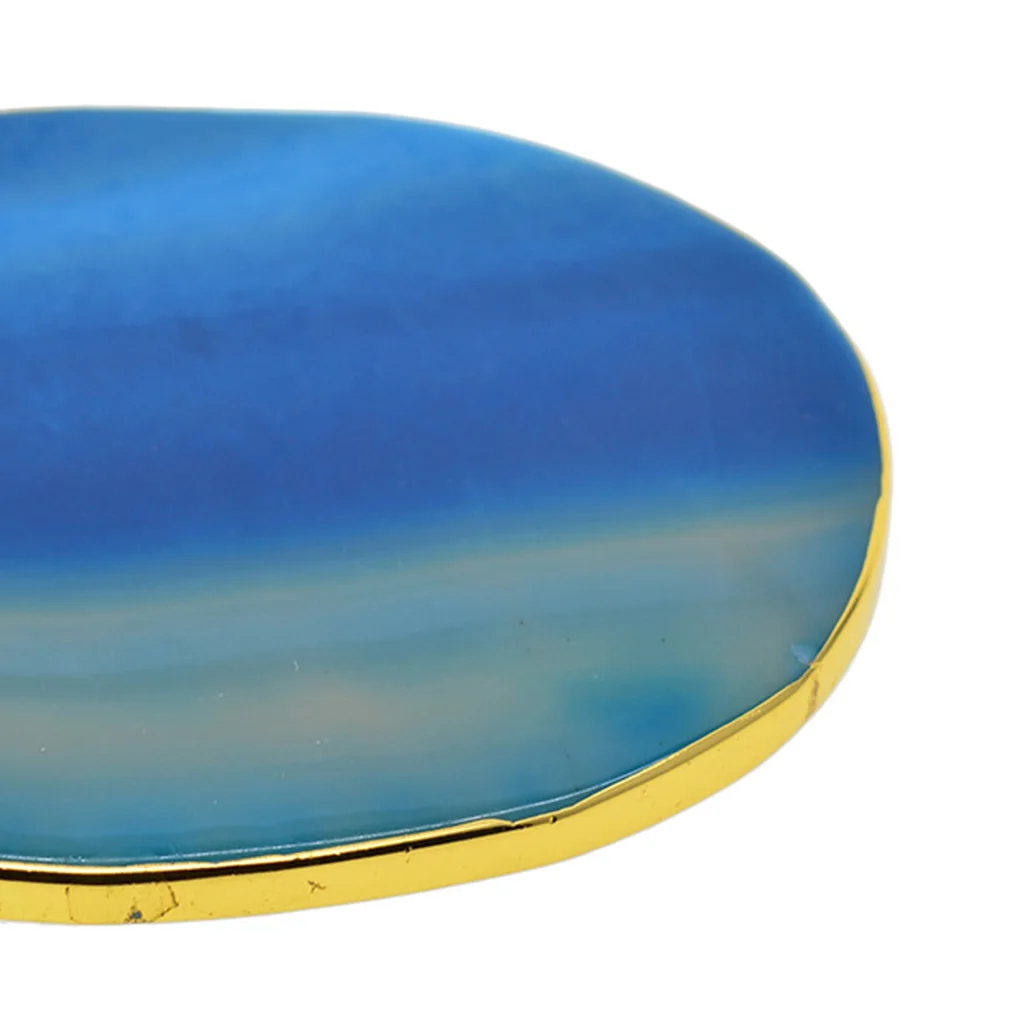 Natural Pure Agate Slices Polished Irregular Crystal Quartz Stone Pendant Charms Blue Home Decorations
