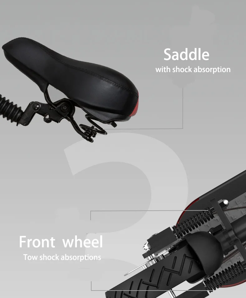 Top 48V 500W long distance electric scooter max over 100km 48V 26A lithium battery Folding electric bike Over 100KM with seat m365 5