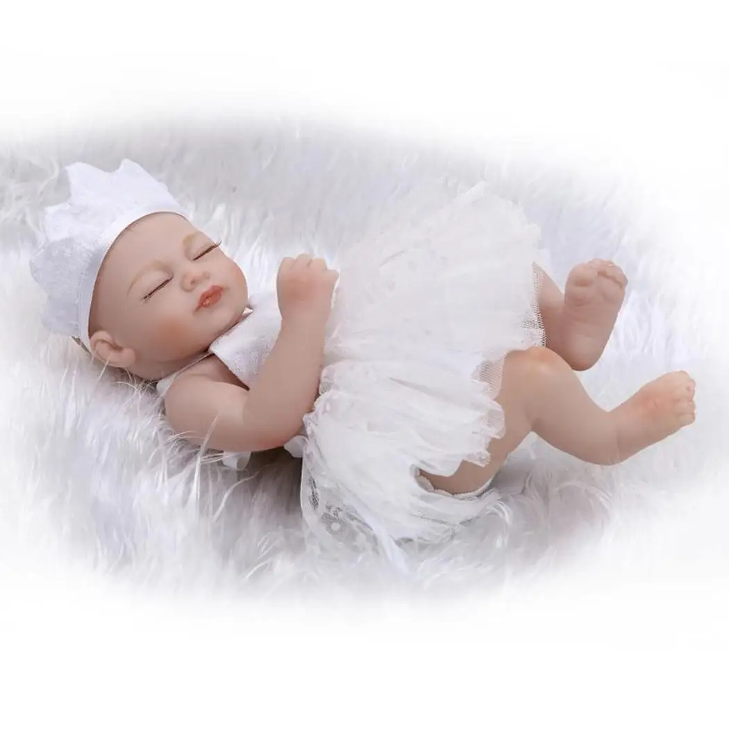 

NPK 26cm Full Body Silicone Reborn Dolls Lifelike Reborn Dolls Babies white Close Eyes Sleeping Doll Bathed Baby Doll Toy Xmas