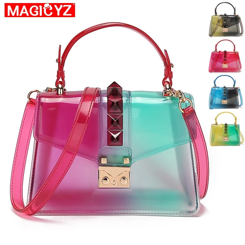 

Fashion Brand Designer handbags Women gradient color transparent bag female shoulder bags For Shopping tote 2019 Lady hand Bags