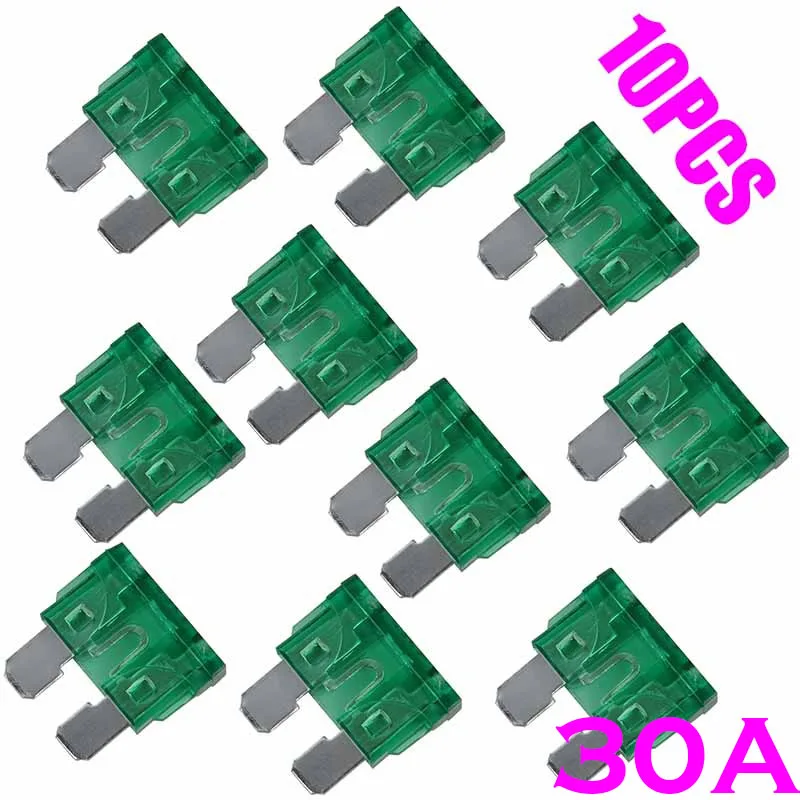 For Auto Car Truck 10pcs 30A Alloy Coded Standard ATO/ATC 32V Blade Fuse Auto Replacement Parts Mayitr