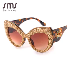 Винтажные Солнцезащитные очки кошачий глаз для женщин модные негабаритные блестящие оправа кошачий глаз мужские женские солнцезащитные очки Оттенки UV400 Gafas
