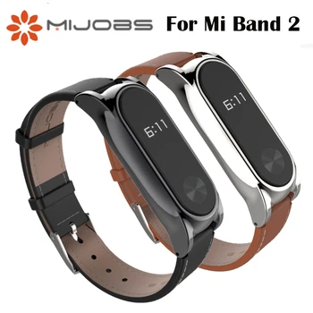 

Mijobs Strap For Xiaomi Mi Band 2 Leather Strap Wrist Straps Screwless Bracelet Smart Band Replace Accessories For Mi Band 2