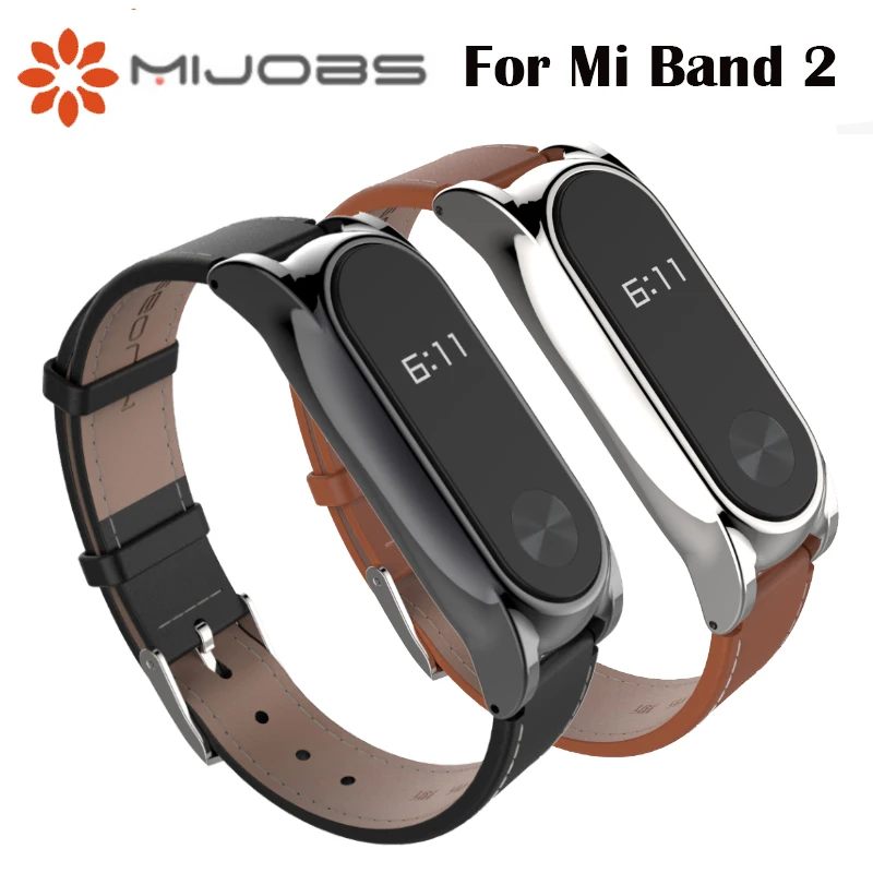 Ремешок Mijobs для Xiaomi Mi Band 2 кожаный ремешок ремешки на запястье Безвинтовой