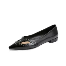 Мокасины из натуральной кожи; женская обувь на плоской подошве; женские лоферы с заклепками; высокое качество