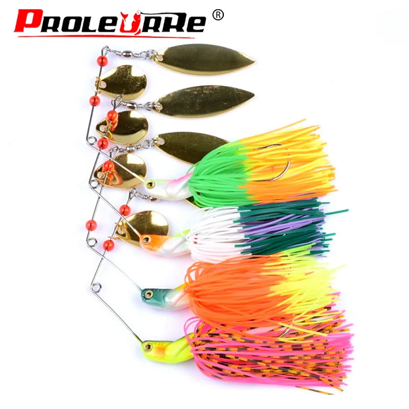 

Proleurre 20g Spinner bait Black Large Mouth Bass Fish Metal bait Sequin Beard pike fishing tackle rubber jig Soft Fishing lure