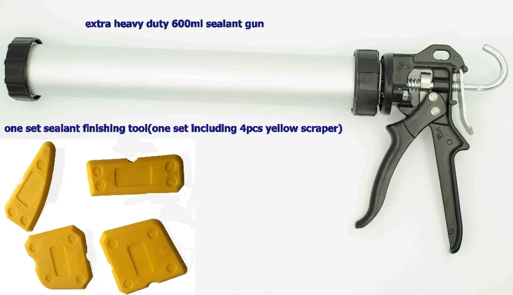 Высокое качество 15 дюймов для 600 мл мягкая упаковка герметик пистолет 600 мл колбаса герметик шприц с одним набором герметик скребок(4 шт