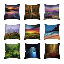 טבע נוף לבן כרית כיסוי מפל מייפל אגם נשיר יער רכב בית דקורטיבי פוליאסטר אפרסק עור מקרי כרית(China)