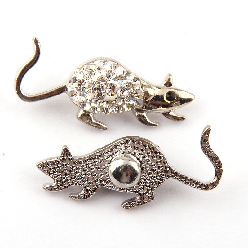 

New ! alloy clay and rhinestone cute mouse metal snap button charm 1.8-2cm for DIY to bracelet,necklace Free shipping