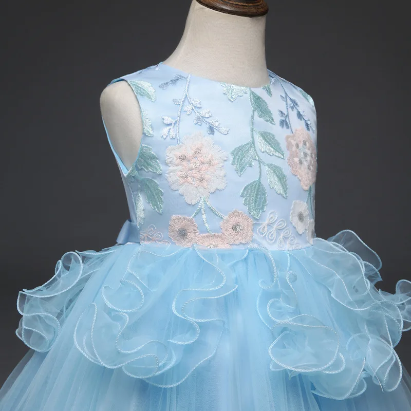 2018 Elegant Flower Girl Evening Dress Princess Party And Wedding Embroidery Kids Dresses For Girls Cute Tulle Children Costumes (2)
