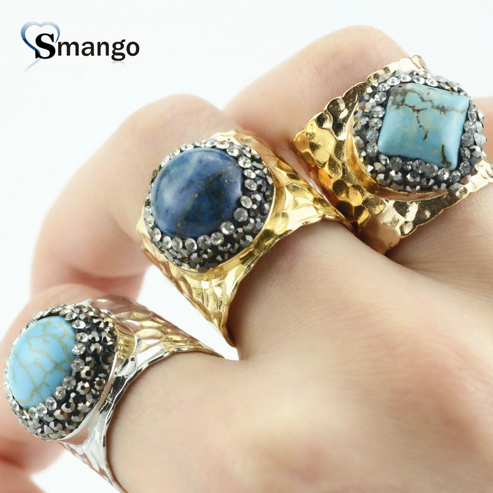 

New Arrival! Gold Plating color Rhinestone and Crystals Pave Setting Adjustable Rings ! 5 Pieces