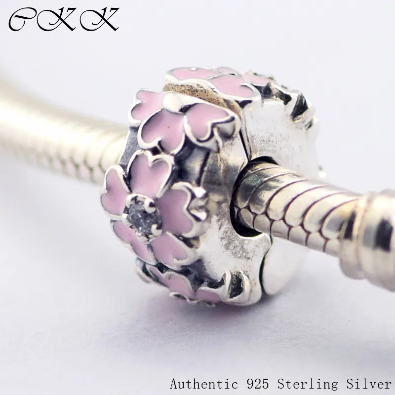 

Authentic 925 Sterling Silver Pink Primrose Beads for Jewelry Making Fit Bracelets DIY Fine Jewelry SC012