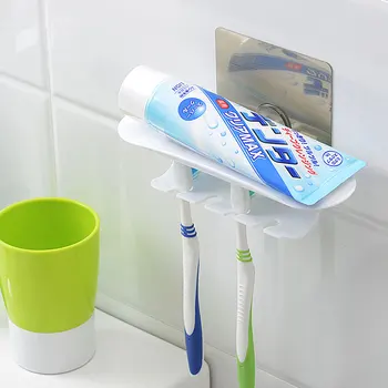 

Home Storage Suction Cup Storage Rack Durable Toothbrush Toothpaste Storage Holder Soap Dish Bathroom Organizer