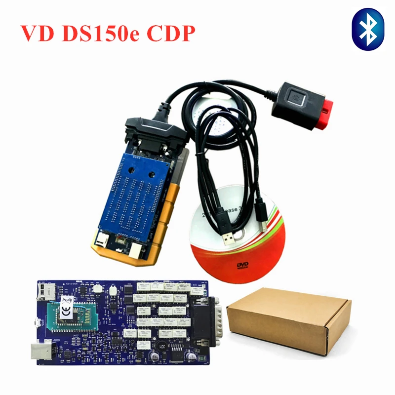 

Best quality VD DS150E CDP Gold Single Blue pcb for Delphis with Bluetooth Scanner Newest 2016r0 Software diagnostic tool by DHL