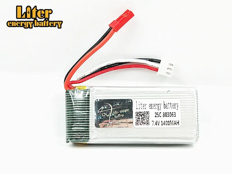 7,4 V 1400 mAH Литий-Полимерный Аккумулятор 7,4 V 1400 mAH JST разъем 803063 MJX X101/MJX X102H Квадрокоптер с дистанционным управлением запасные части 2 S литий-полимерный аккумулятор