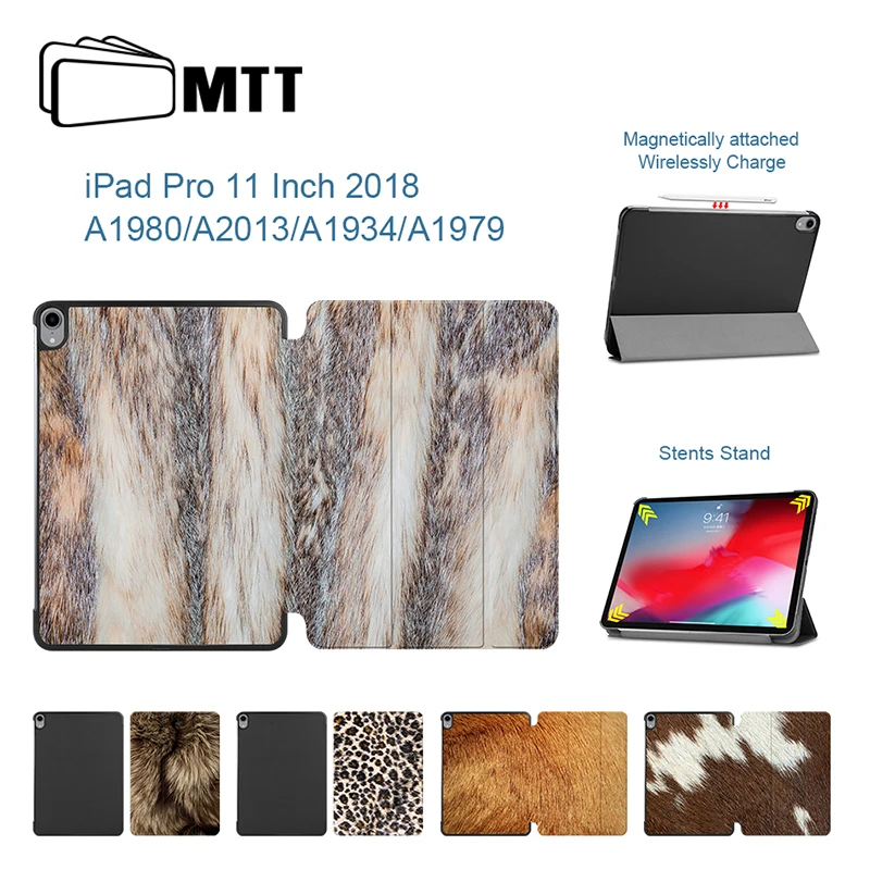 

MTT Animal Fur Leather Stand Cover For iPad Pro 11 2018 Case Support Wireless Charging For Apple Pencil A1980/A2013/A1934/A1979