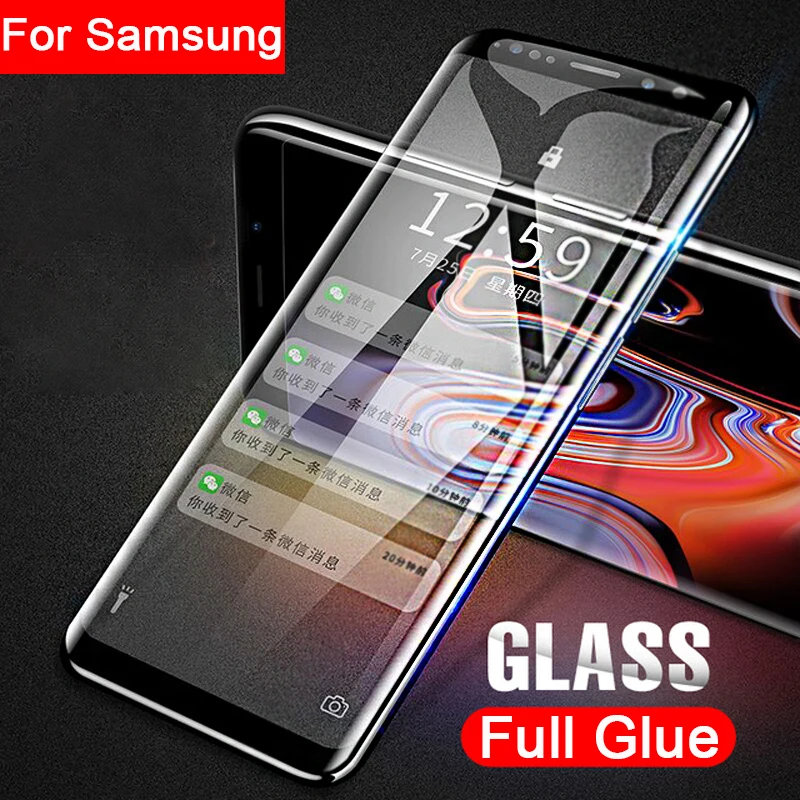

Case On The For Samsung A6 A8 Plus A5 A7 A9 2018 Full Glue Tempered Glass Galaxy A 5 6 7 8 9 full Cover Screen Protector Safety