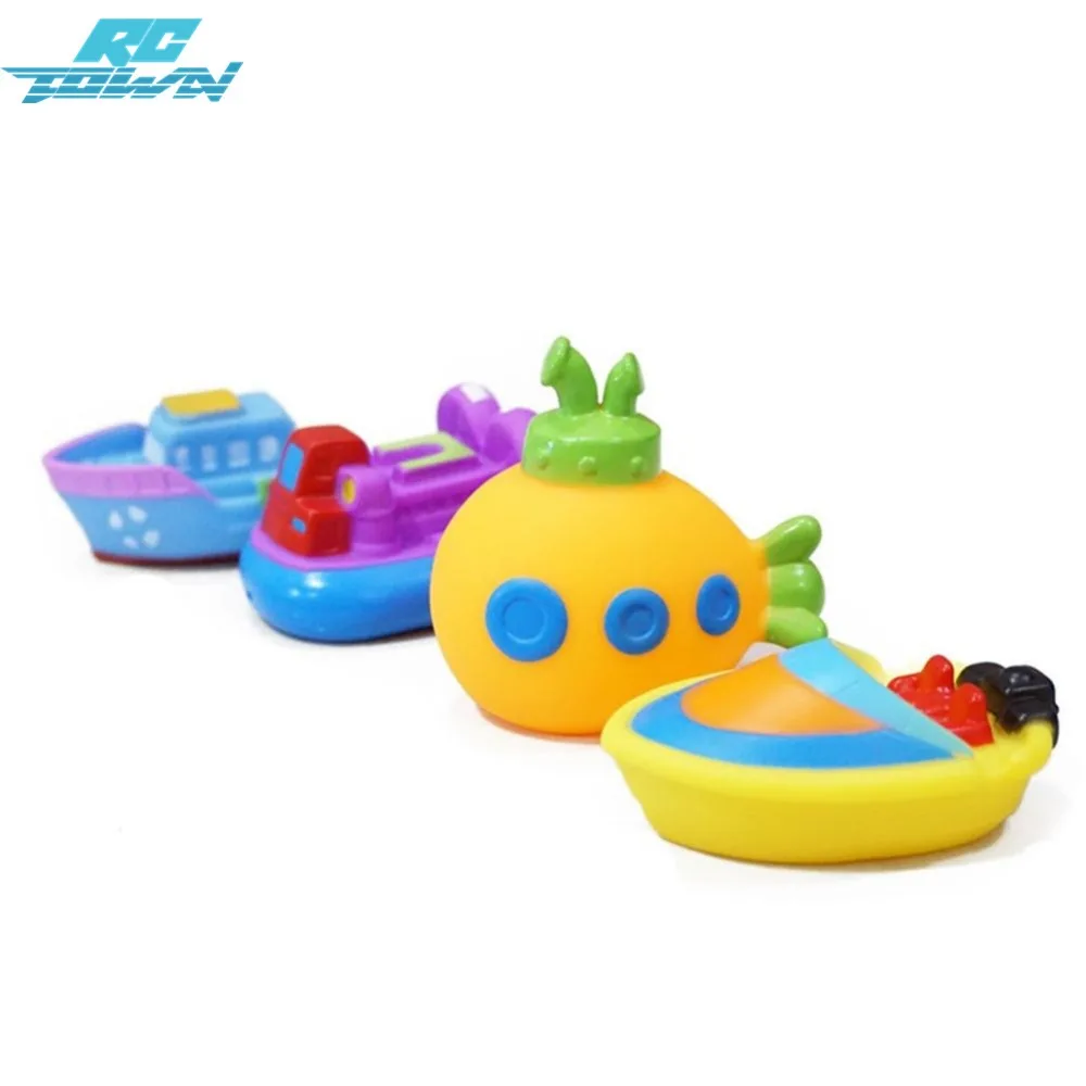 

RCtown 4 Pcs Baby Bathing Toys Soft Plastic Hovership Boat Submarine Steamship Play Water Toy Gift for Kids zk15