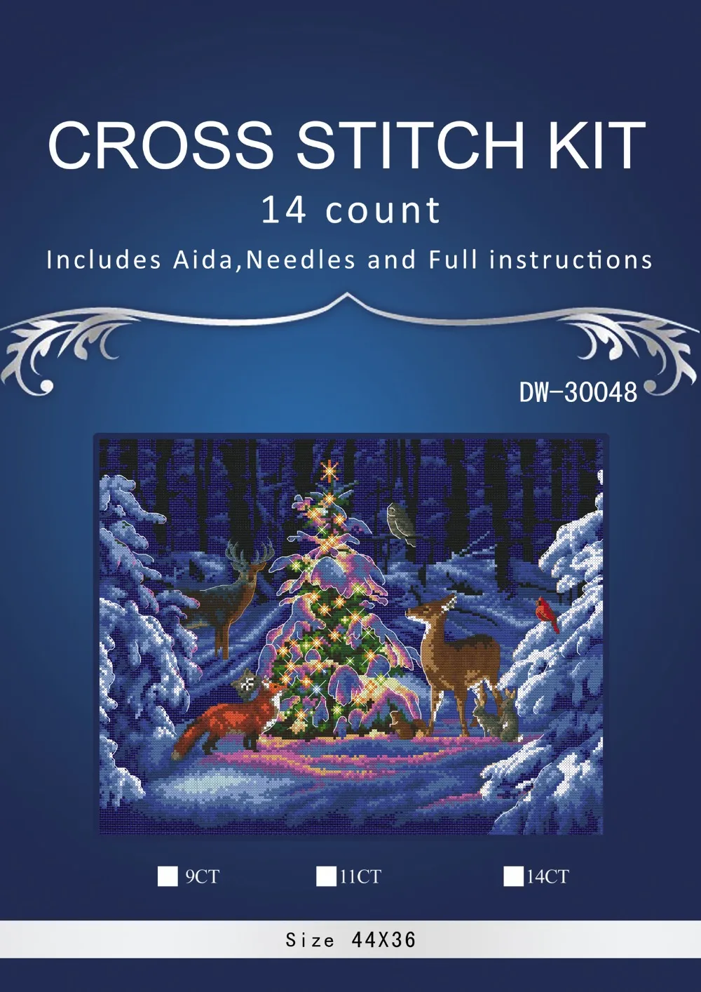 45x38 см, 14CT, высокое качество Рождество Счетный крест комплект лесной светящийся Зимний снег рождественские животные dim 70-089