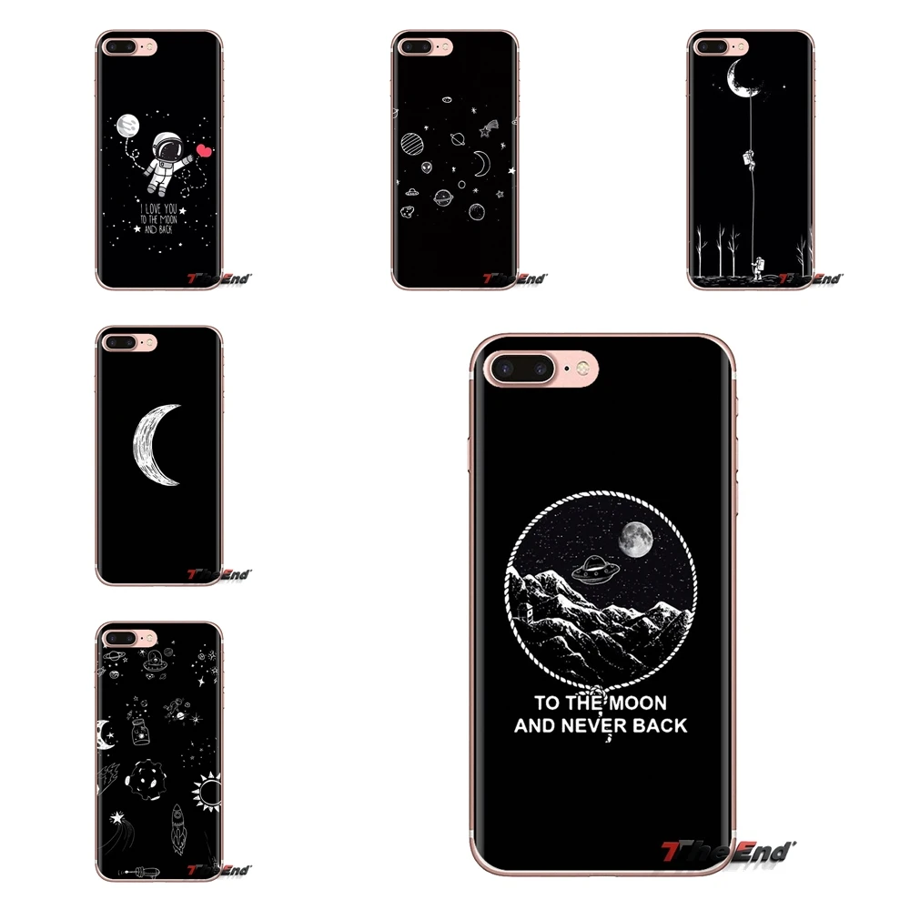 

For Huawei Mate Honor 4C 5C 5X 6X 7 7A 7C 8 9 10 8C 8X 20 Lite Pro Transparent TPU Covers black white moon stars space astronaut