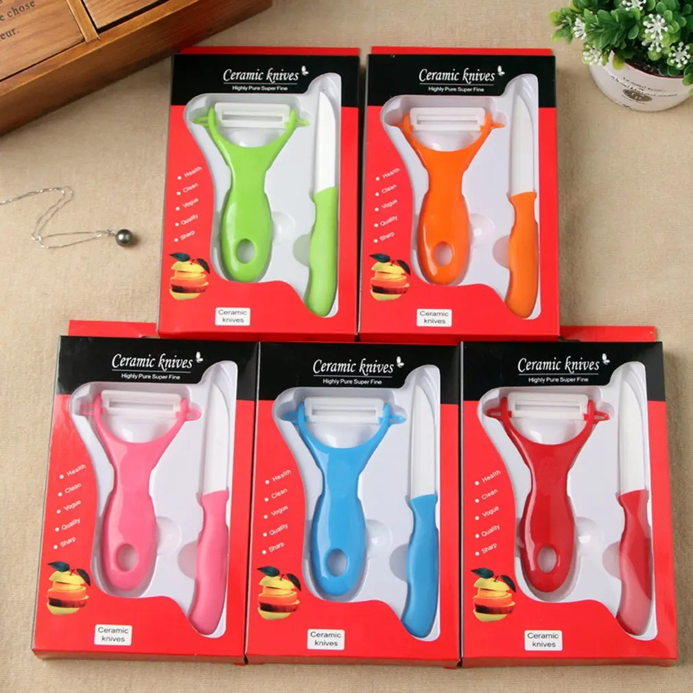 

Two-piece Ceramic Knife Zirconia Fruit Peeler Kitchen Paring Knife Fruit And Vegetable Peeler Kitchen Aid Pairing Knife