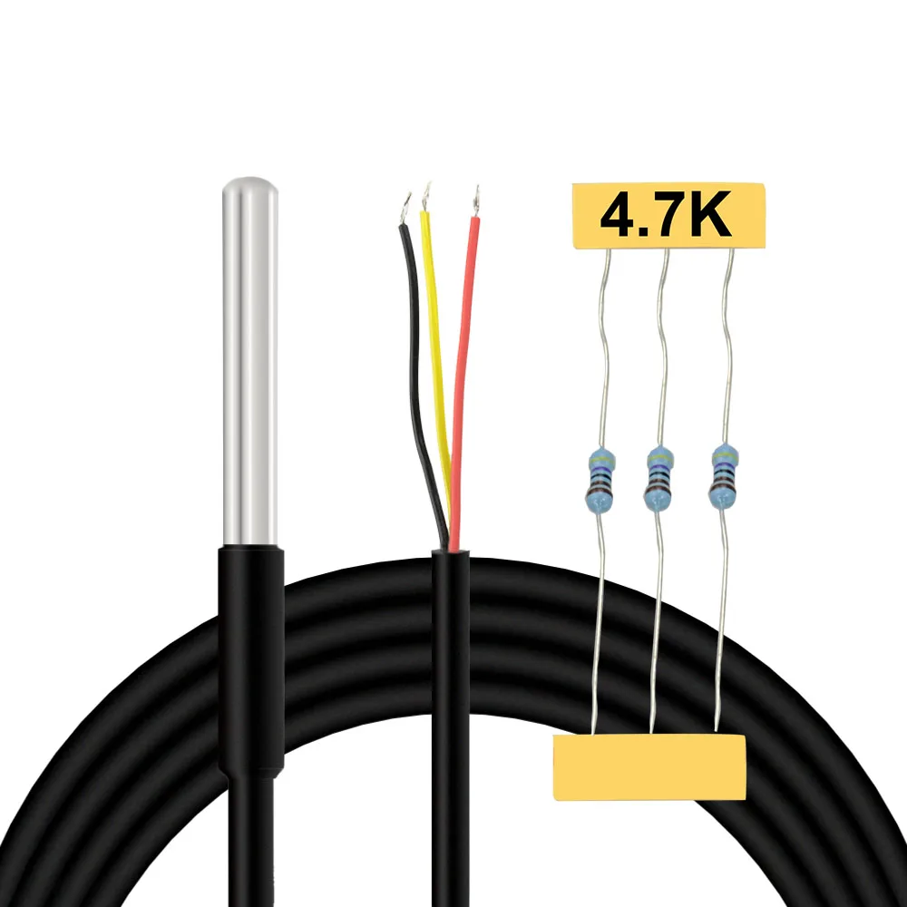 3 шт DS18B20 из нержавеющей стали посылка Водонепроницаемый датчик температуры+ 4,7 K резистор для Arduino(100 см