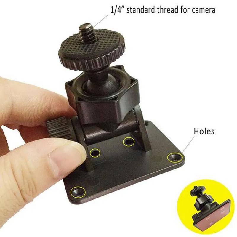 New 1 4 Screw Car Camera Mount Sticky Base DVR Bracket With Hole 