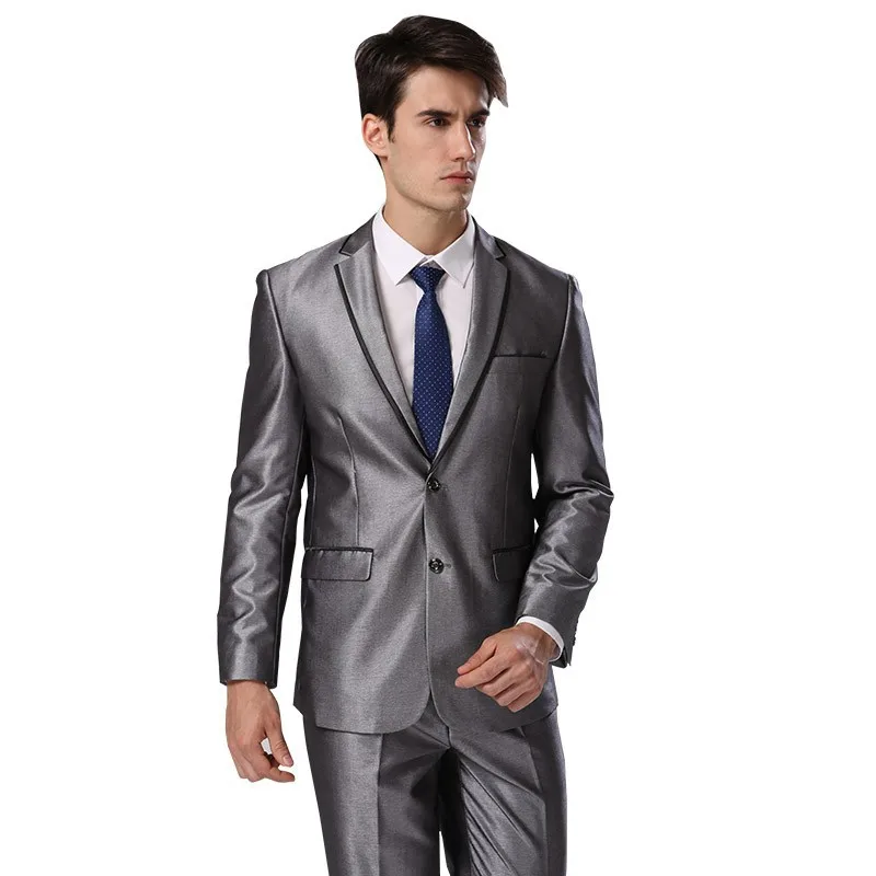 Íncubo cable surco Mens por encargo gris claro trajes de chaqueta y pantalones del vestido  Formal del traje del hombre hombres wedding los trajes del novio esmoquin (  Jacket + Pants + vest + tie )