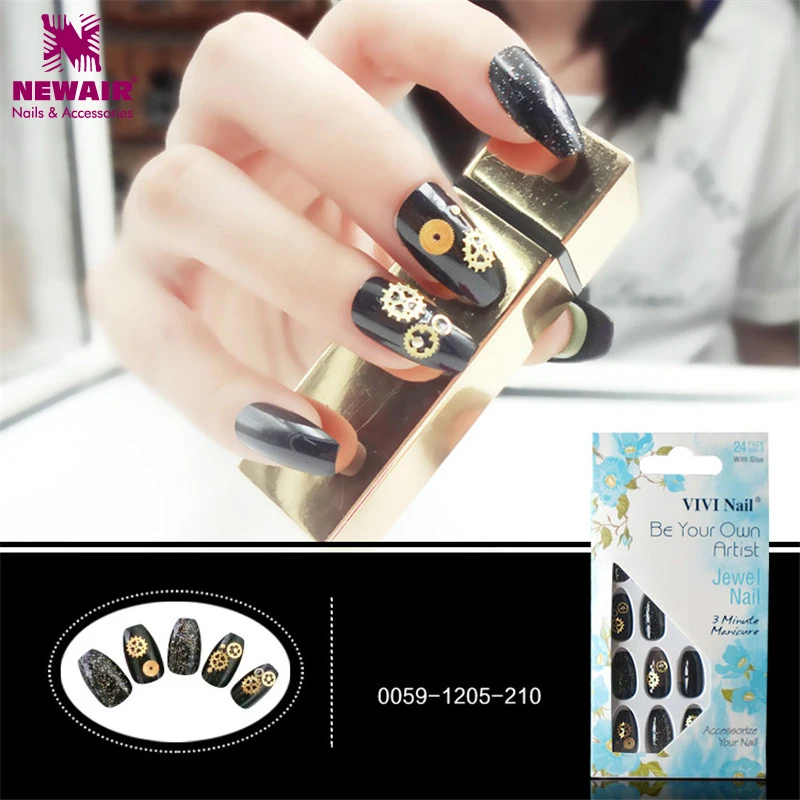 24 Pcs Temps Engins De Vapeur Punk 3d En Métal Faux Ongles