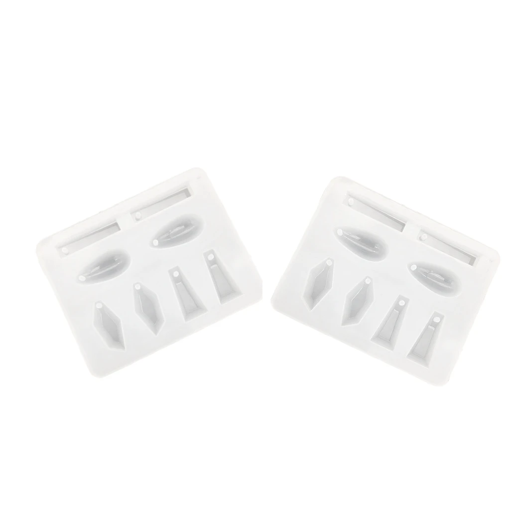 2x Geometric Shapes Silicone Mold Mould with Hole for DIY Crystal Resin Necklace Jewelry Pendant Earring Making Tool
