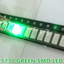 500 шт. 5730/5630 светодиод зеленого цвета, для наружного крепления светоизлучающий диод, smd-светодиод 5730 зеленый крепящийся на поверхности светодиодный 520-575NM 2,0-3,6 V Ультра яркий светодиодный
