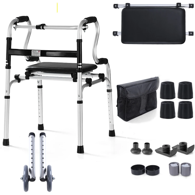 

A3 in 1 Multi-use Foldable Elderly Walker Chair Adjustable Walking Assist Equipped Arm Rest/Pad Equipped For Limited Mobility