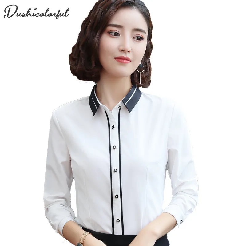 

Dushicolorful New fashion women silm shirt spring autumn formal elegant blouse office ladies work wear plus size tops