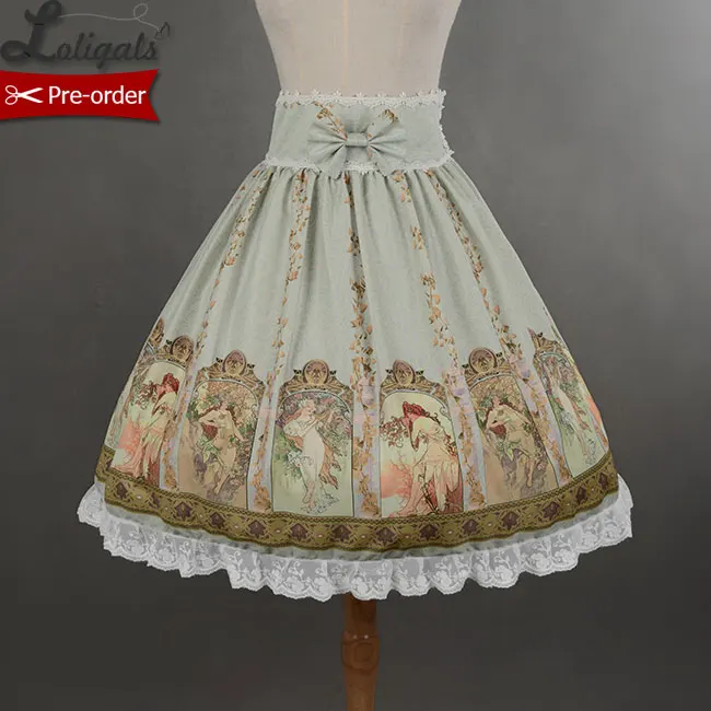 Soufflesong Custom Tailored Rijk Taille Mucha Rok Zoete Gedrukt Lolita Rok voor Meisje Soufflesong Custom Tailored Rijk Taille Mucha Rok Zoete Gedrukt Lolita Rok voor Meisje