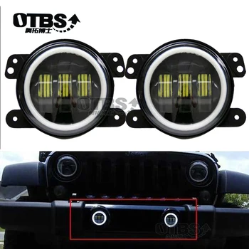 

4 Inch Round Led Fog Lights 30W White Halo Ring DRL Off Road Fog Lamps For Jeep Wrangler JK TJ LJ