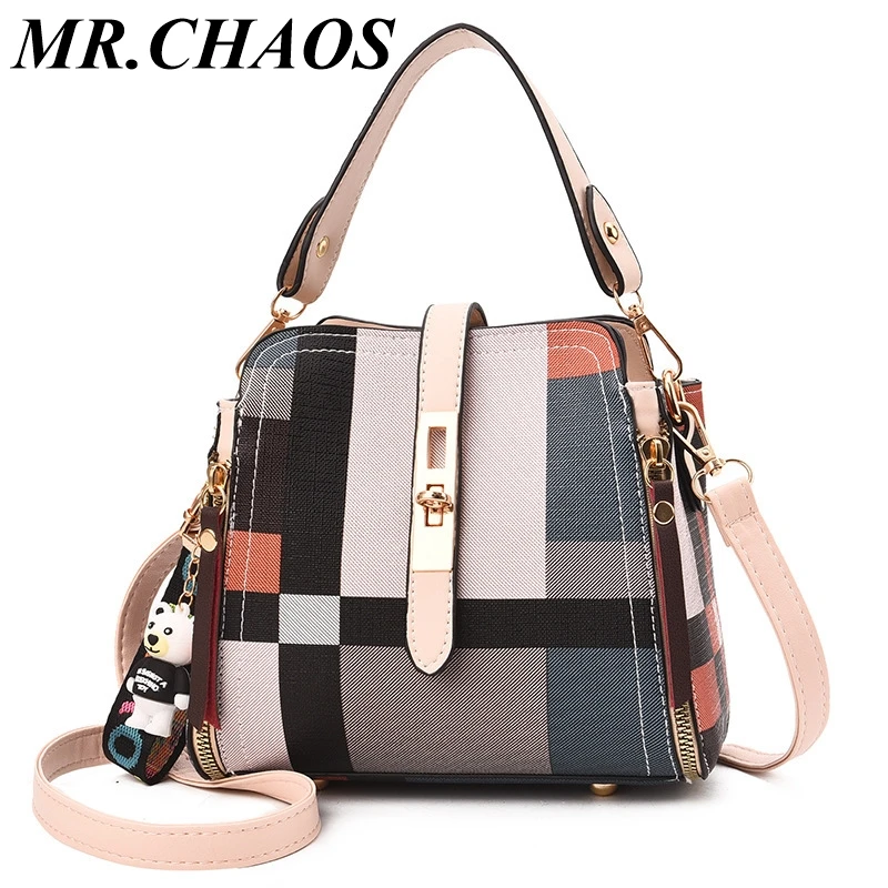 

2019 Fashion New Style Women's Bag, Stitching Leather Messenger Bag, One Shoulder Diagonal Handbag