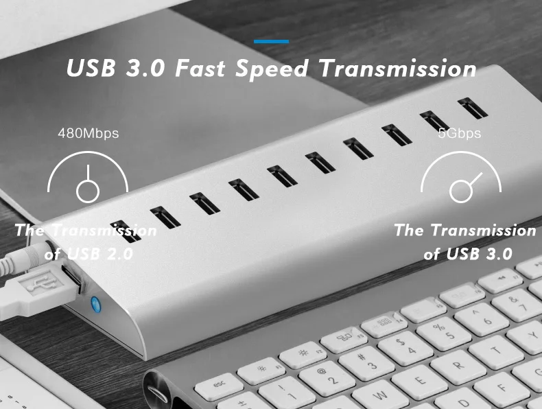 Blueendless Новое поступление супер Скорость USB 3,0 концентратор 10 Порты Hub USB разветвитель Card Reader для ноутбуков Аксессуары для MAC