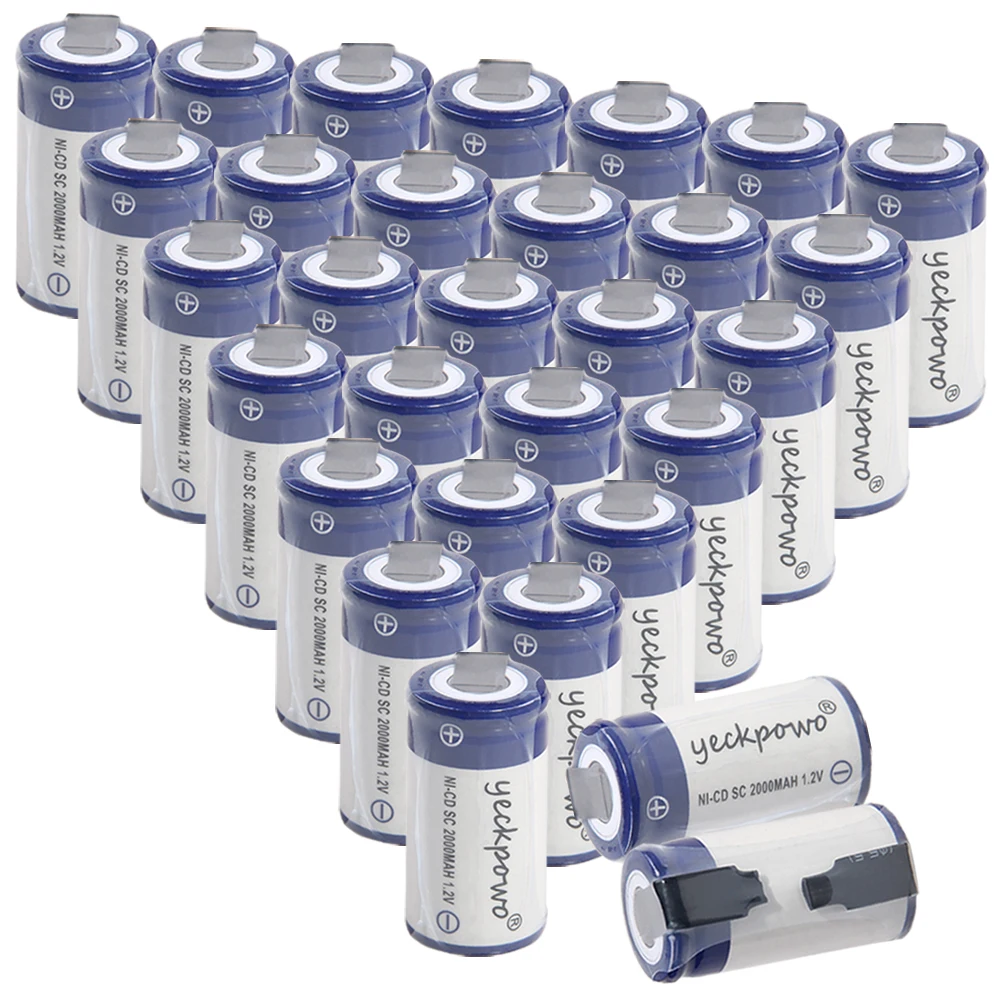 30 шт аккумулятор SC 1,2 V SUBC батареи перезаряжаемый высокий слив 2000mah с вкладками цвет случайный