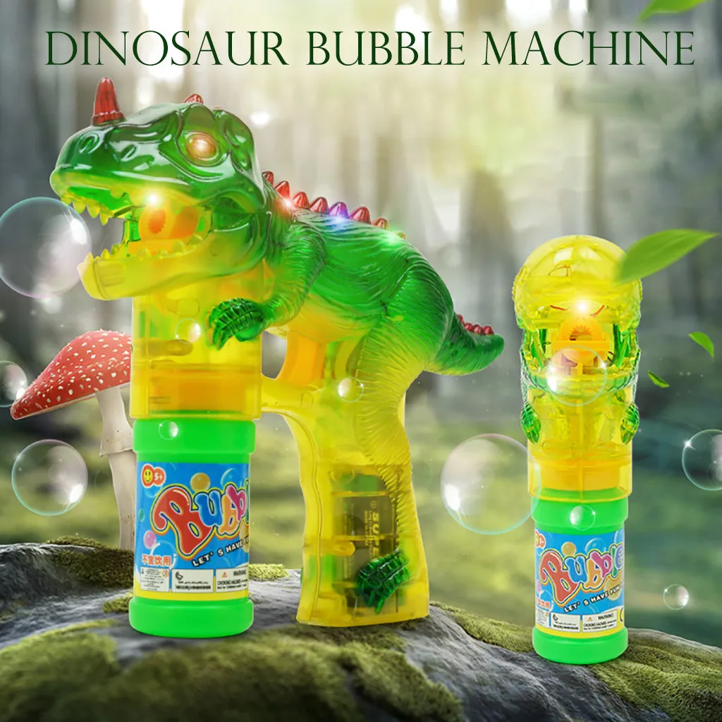 

Dinosaur Bubbles Shooter Gun Light Up Bubbles Blower with LED Flashing Lights and Sounds Dinosaur Toys for Kids, Boys and Girls